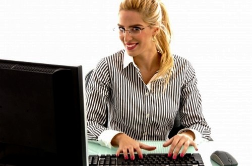 Business Lady Working On Computer