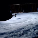 The eye of Hurricane Arthur is seen in this photo from the International Space Station tweeted by astronaut Alexander Gerst