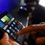 A BlackBerry Passport smartphone is shown at its official launching event in Toronto