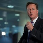 Britain's Prime Minister David Cameron speaks during a visit to the offices of financial company Scottish Widows in Edinburgh