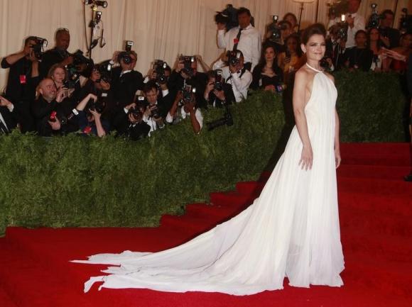 Actress Holmes arrives at the Metropolitan Museum of Art Costume Institute Benefit celebrating the opening of "PUNK: Chaos to Couture" in New York