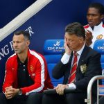 Manchester United manager Van Gaal and his assistant Giggs react during their English Premier League soccer match against Leicester City at the King Power stadium in Leicester