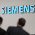 The Siemens logo is seen during the IFA Electronics show in Berlin