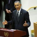 U.S. President Barack Obama speaks at the United Nations meeting on the Ebola outbreak in New York