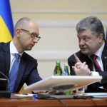 Ukrainian President Poroshenko talks with Prime Minister Yatseniuk in Kiev
