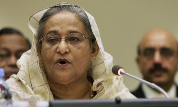 Hasina addresses a high-level summit during the 69th session of the United Nations General Assembly in New York