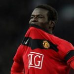 Manchester United's Mame Biram Diouf reacts after missing a chance to score during their English Premier League soccer match against Portsmouth at Old Trafford in Manchester