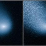 Comet C/2013 A1, also known as Siding Spring, is seen as captured by Wide Field Camera 3 on NASA's Hubble Space Telescope