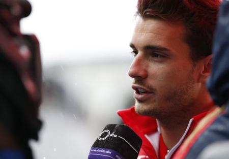 Marussia Formula One driver Bianchi of France speaks to the media after a news conference at the Suzuka circuit