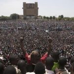Anti-government protesters gather in the Place de la Nation in Ouagadougou