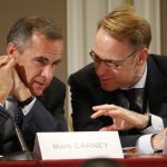 Bank of England Governor Mark Carney and Germany's Bundesbank President Jens Weidmann attend a conference of central bankers hosted by the Bank of France in Paris