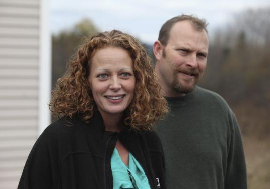 Nurse Kaci Hickox joined by her boyfriend Ted Wilbur speak with the media outside of their home in Fort Kent, Maine