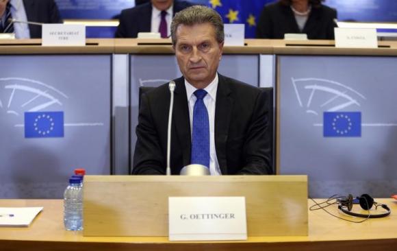 EU Digital Economy and Society Commissioner-designate Oettinger waits for his hearing before the European Parliament's Committee on Industry, Research, Energy, Culture and Education in Brussels