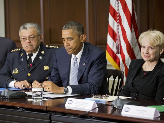 President Obama with Philadelphia Police Commissioner Charles Ramsey and George Mason