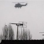 A police helicopter circles over Dammartin-en-Goele