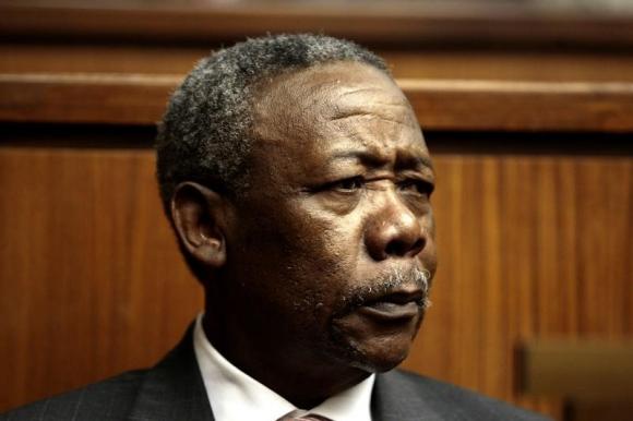Jackie Selebi , the former head of South Africa's police force, looks on during his sentencing at a South African court in Johannesburg