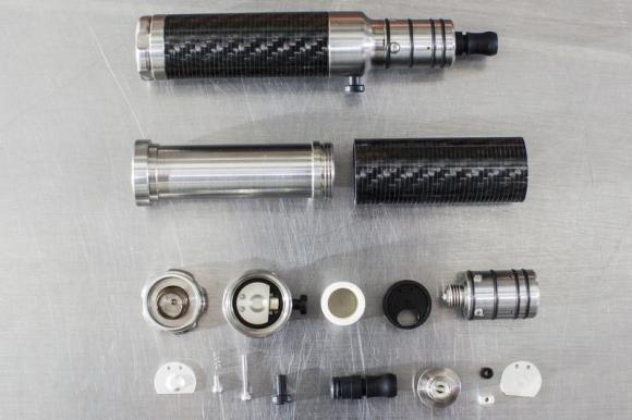 Luna, an electronic cigarette vaporizer, and its components are seen at Thermo-Essence Technologies in San Carlos