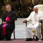 Pope Francis leads his Wednesday general audience in Paul VI hall at the Vatican