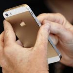 The gold colored version of the new iPhone 5S is seen after Apple Inc's media event in Cupertino
