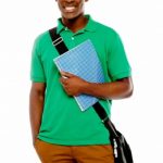 African Male Holding Book And Bag
