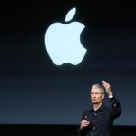 Apple CEO Tim Cook speaks during a presentation at Apple headquarters in Cupertino