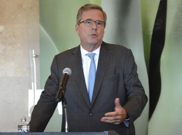 Republican Jeb Bush speaks at a fund-raising luncheon in Tallahassee, Florida