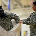 US Army soldiers from the 101st Airborne Division, who are earmarked for the fight against Ebola, train before their deployment to West Africa, at Fort Campbell