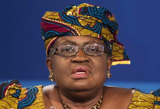File photo of Nigerian Finance Minister Okonjo-Iweala taking part in a discussion during the World Bank/IMF Annual Meeting in Washington