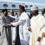 President Jonathan on arrival at Maiduguri International Airport