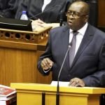 South Africa's Finance Minister Nhlanhla Nene delivers his 2015 Budget Speech at Parliament in Cape Town