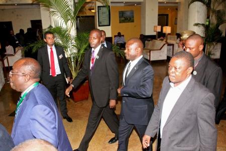 Nkurunziza is escorted on his way to the Julius Nyerere International Airport in Tanzania
