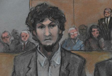Boston Marathon bomber Dzhokhar Tsarnaev is shown in a courtroom sketch after he is sentenced at the federal courthouse in Boston, Massachusetts
