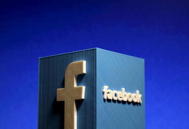 A 3D plastic representation of the Facebook logo is seen in this illustration in Zenica
