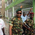 Major General Niyombare arrives at the RPA broadcasting studios to address the nation in Burundi's capital Bujumbura