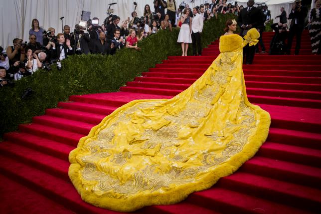 Singer Rihanna arrives at the Metropolitan Museum of Art Costume Institute Gala 2015 celebrating the opening of "China: Through the Looking Glass" in Manhattan, New York