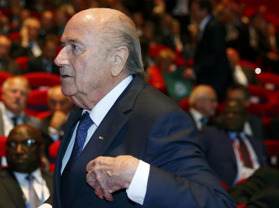 FIFA President Blatter arrives for opening ceremony of 65th FIFA Congress in Zurich
