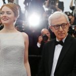 Director Woody Allen and cast member Emma Stone pose on the red carpet as tey arrive for the screening of the film "Irrational Man" out of competition at the 68th Cannes Film Festival in Cannes