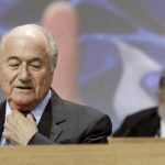 A file picture shows FIFA President Blatter standing in front of executive member Blazer of the U.S. during the 61st FIFA congress in Zurich