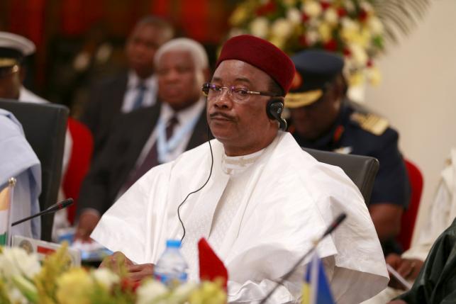 Niger's President Mahamadou Issoufou attends the Summit of Heads of State and Governments of the Lake Chad Basin Commission at presidential wing of the Nnamdi Azikiwe International Airport Abuja