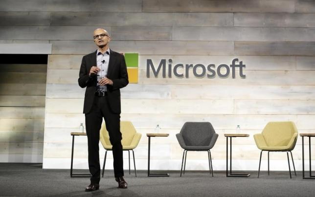 Microsoft Corp Chief Executive Satya Nadella speaks at his first annual shareholders' meeting in Bellevue, Washington