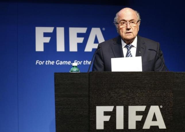FIFA President Blatter addresses news conference at the FIFA headquarters in Zurich