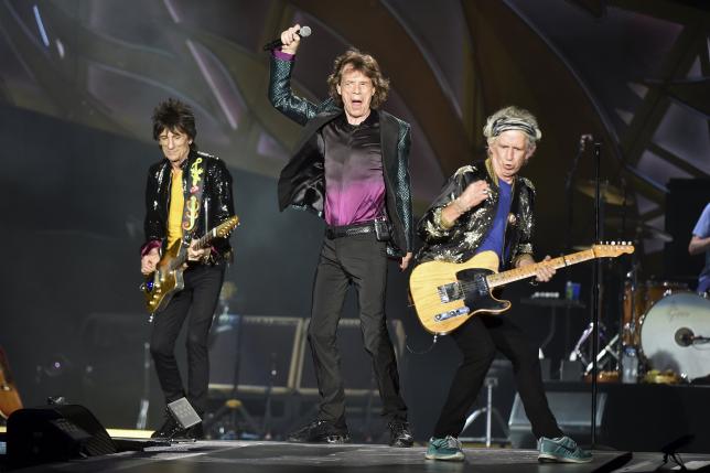 British veteran rockers The Rolling Stones lead singer Jagger performs next to bandmates during concert in Nashville