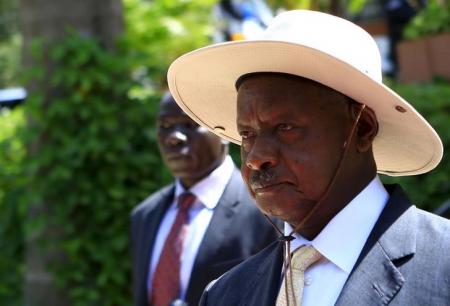 Uganda's President Yoweri Museveni arrives to deliver his state of the nation address in the capital Kampala
