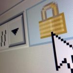 A lock icon, signifying an encrypted Internet connection, is seen on an Internet Explorer browser in Paris
