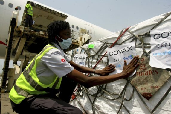A shipment of COVID-19 vaccines distributed by the COVAX Facility arrives in Abidjan