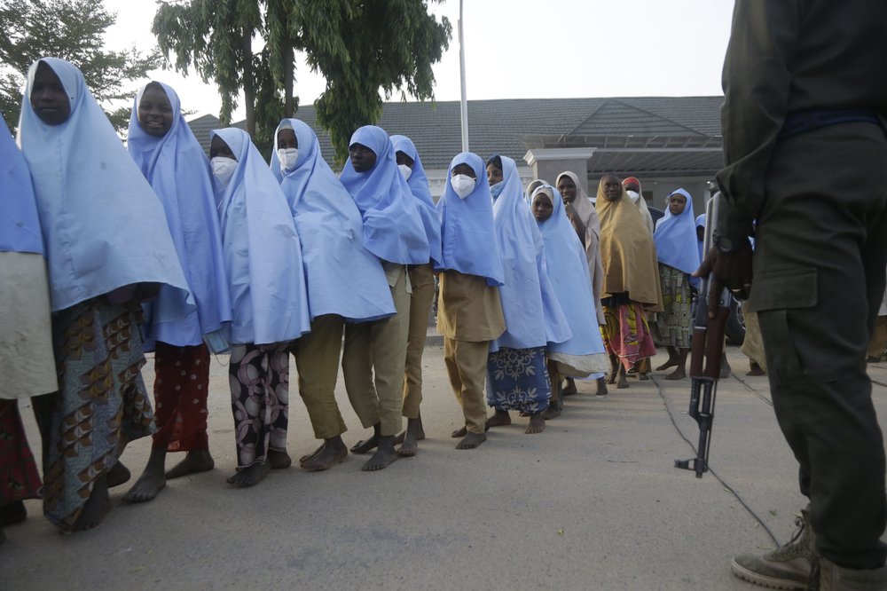 ome of the students who were abducted by gunmen from the Government Girls Secondary School, in Jangebe, last week after their release meeting with the state Governor Bello Matawalle