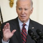 President Joe Biden speaks in the East Room of the White House