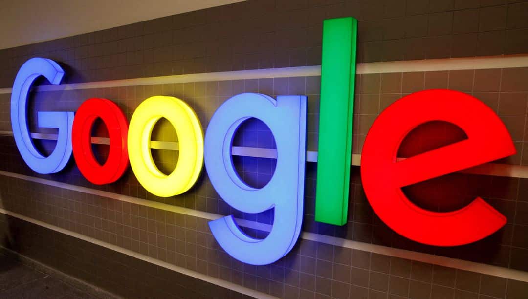 An illuminated Google logo