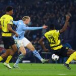 Soccer Football - Champions League - Group G - Manchester City v BSC Young Boys - Etihad Stadium, Manchester, Britain - November 7, 2023 Manchester City's Erling Braut Haaland scores their third goal Action Images via Reuters/Lee Smith