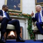 U.S. President Joe Biden gestures as he meets with Angola's President Joao Manuel Goncalves Lourenco in the Oval Office at the White House in Washington, U.S., November 30, 2023. REUTERS/Evelyn Hockstein